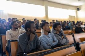 Diverse group of students learning