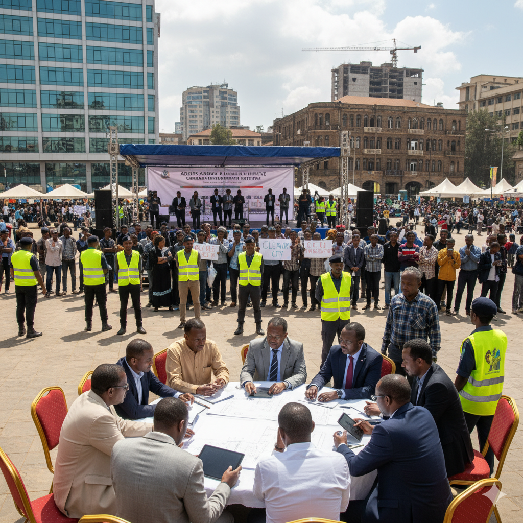 A cityscape representing urban governance in Ethiopia.